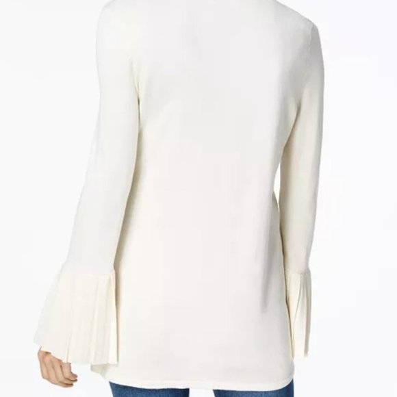 Charter Club Petite Pleated-Sleeve Cardigan Beige PL - Picture 3 of 4